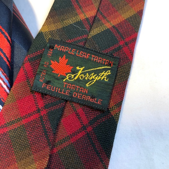 Vintage Men’s Neckties Red Navy Tones Vintage - Picture 6 of 15